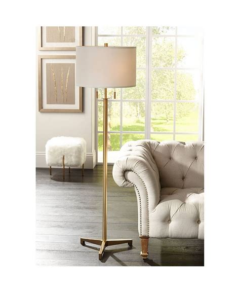 encino tripod floor lamp antique brass metal fabric drum shade|Possini Euro Design Encino Modern Glam Luxe Floor Lamp .